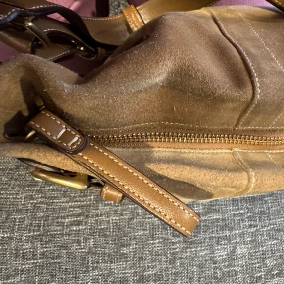 VINTAGE Coach 1483 Suede Double-Strap Shoulder Bag – Leather Trim Very Good Cond - Picture 12 of 12